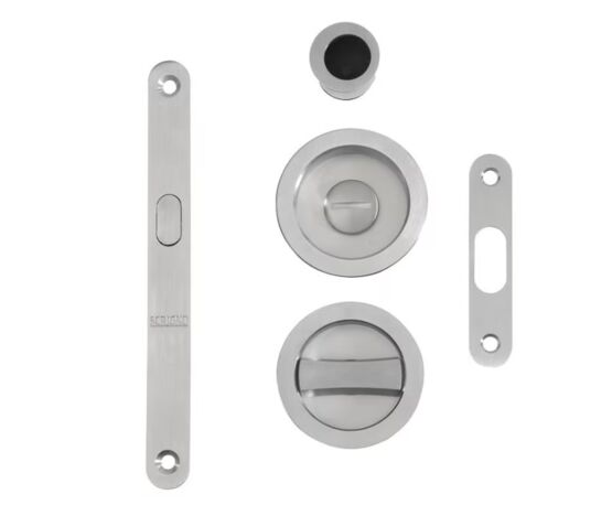 Poignée de porte ronde chromée, à condamnation, pour porte coulissante bois | LAPEYRE SERVICES