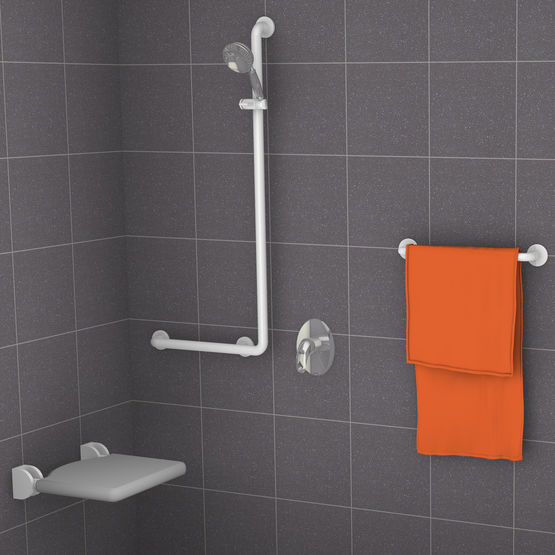 Poignées et barres de salles de bain pour PMR en inox blanc thermolaqué | Série 100