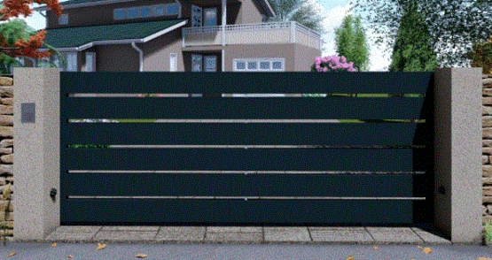  Portail ajouré coulissant aluminium lame large | Mistral - Portails aluminium