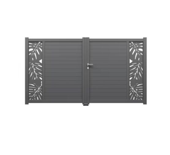 Portail battant aluminium décor Monstera | Andria 