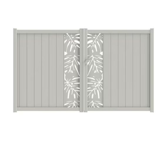 Portail Battant Aluminium Décor Monstera Blanc | Victorin