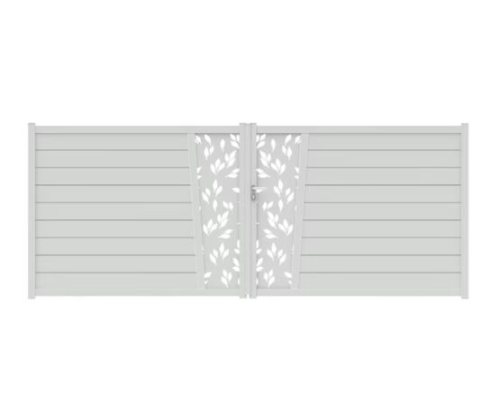Portail battant aluminium Pise décor feuille sur mesure | LAPEYRE SERVICES