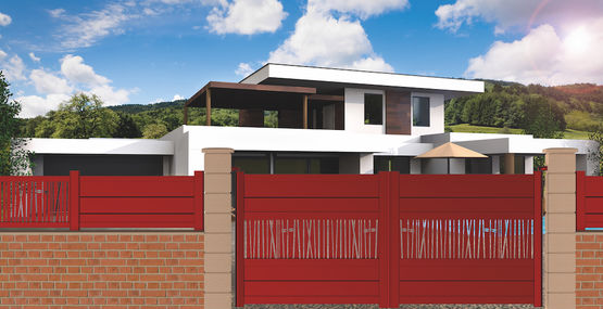  Portail battant ou coulissant à remplissage en tôle d&#039;aluminium perforée   | Portail alu design MAGENTA - ROTHE