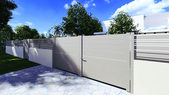 Portail contemporain battant en aluminium sans traverse haute et basse | Shar-pei 2.5 