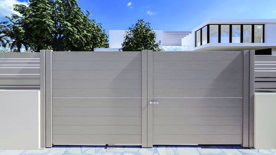  Portail contemporain battant en aluminium sans traverse haute et basse | Shar-pei 2.5  - Portails aluminium