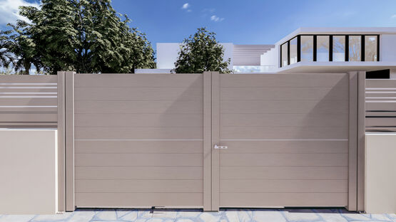  Portail contemporain battant en aluminium sans traverse haute et basse | Shar-pei 2.5  - Portails aluminium