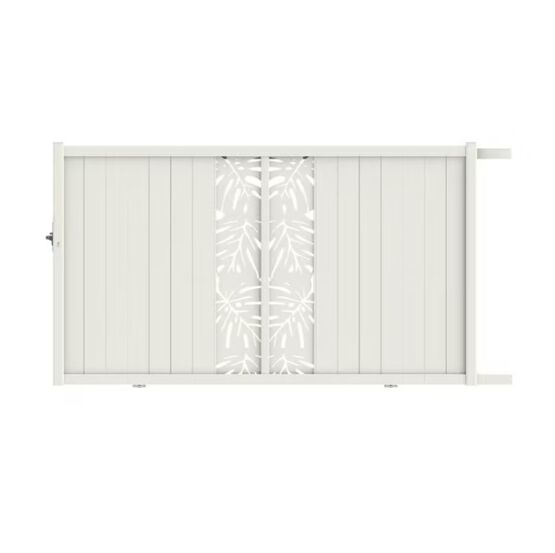 Portail coulissant aluminium 178 cm décor Monstera blanc | Victorin