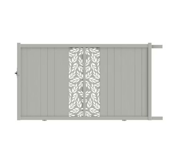 Portail coulissant aluminium 178 cm décor orge blanc | Victorin