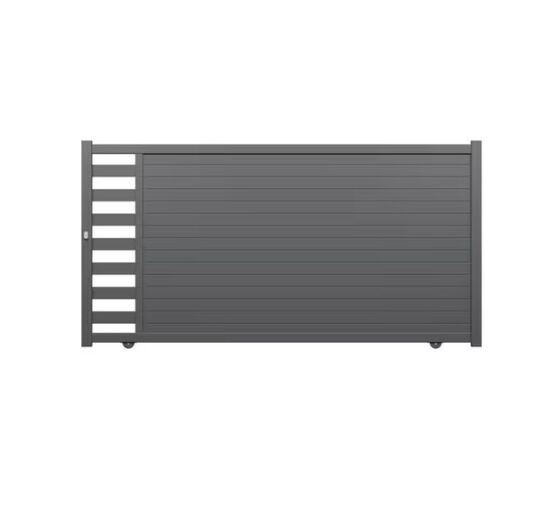 Portail coulissant aluminium décor Monstera | Andria 