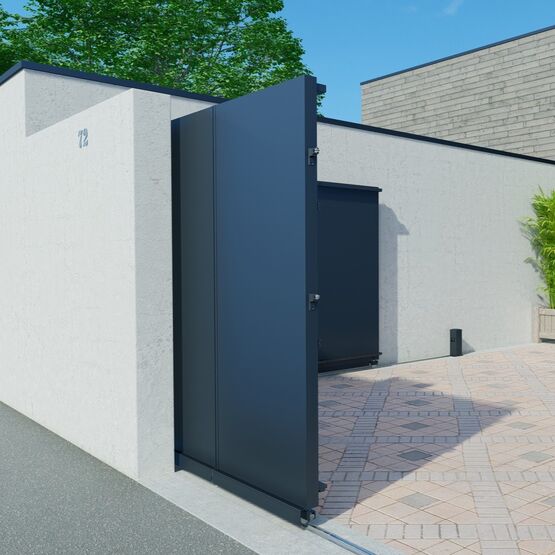  Portail sectionnel en aluminium jusqu'à 6 m de largeur adapté aux petits espaces  - Portails aluminium