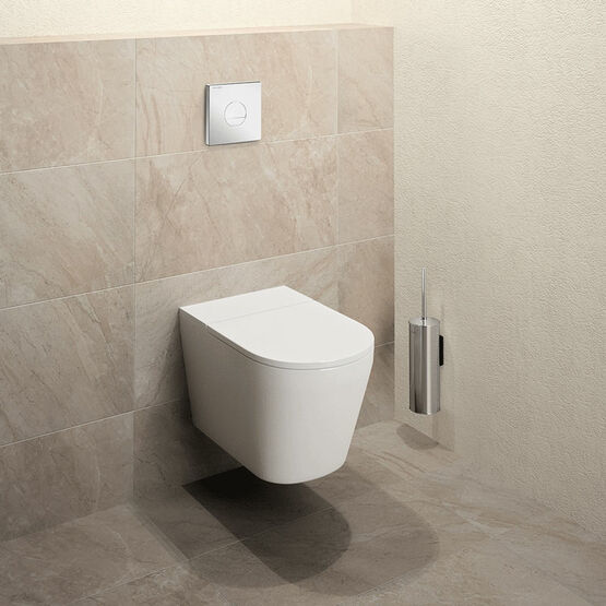 Porte-balai mural avec brosse WC et couvercle | Réf. 4051C
