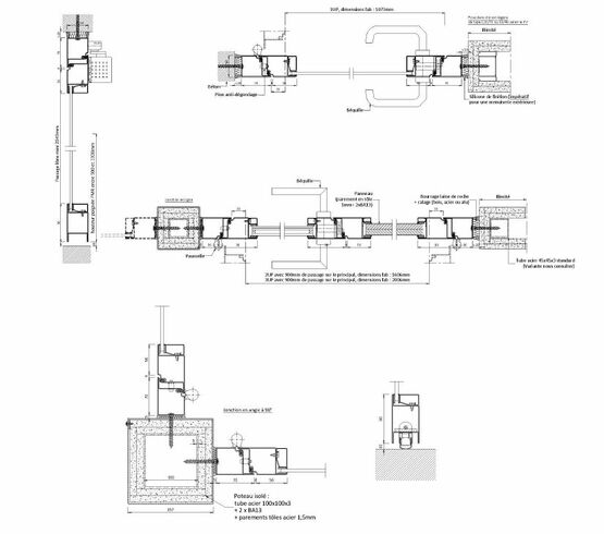  Porte battante 1 Vantail / 2 Vantaux en acier pare-flamme - E60 | Gamme SteelTeq - Cloisons et planchers vitrés pare-flamme ou coupe-feu