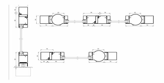  Porte battante en profile rond 1 vantail / 2 vantaux en acier | Gamme SteelTeq  - Porte de distribution mixte