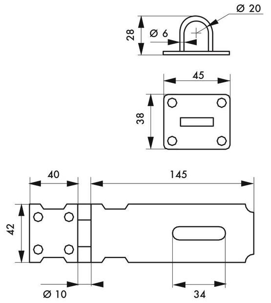 Porte-cadenas acier zingué 150 mm - BEAURAIN DISTRIBUTION