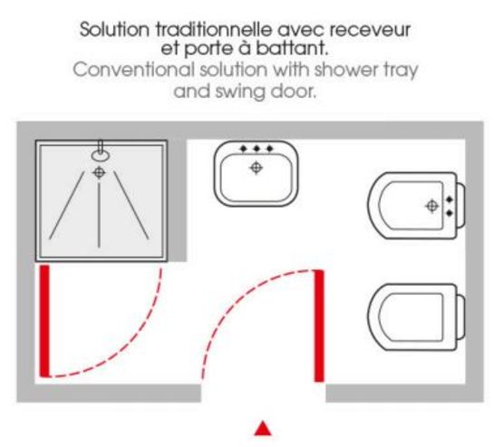 Porte coulissante à galandage pour cabine de douche | Essential Douche