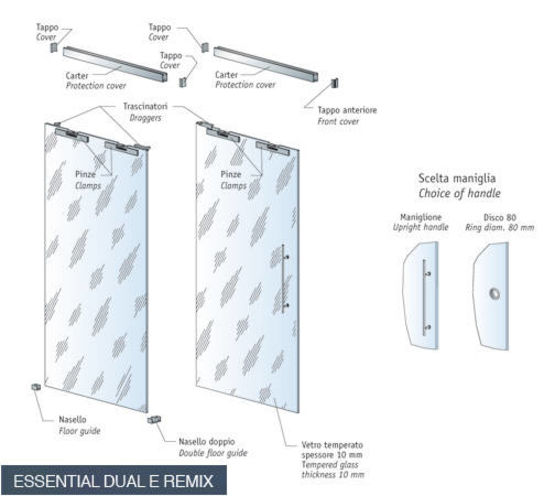  Porte coulissante Scrigno en verre | Essential Dual et Remix - Porte de distribution en matériau de synthèse