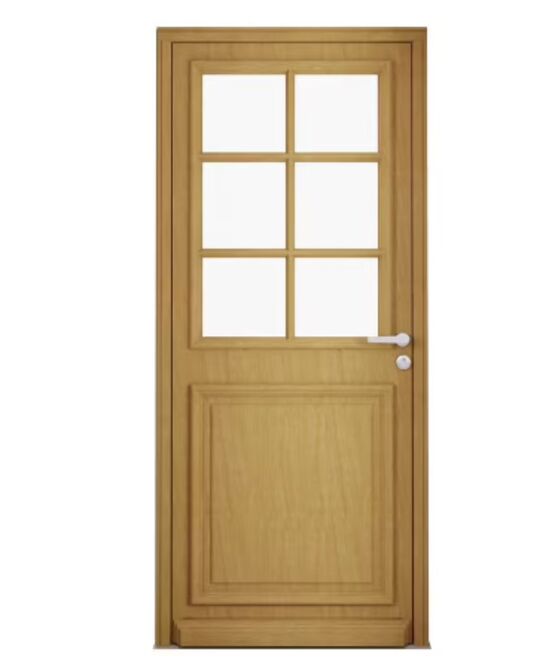Porte d'entrée Anne-Perrine 6 carreaux bois exotique