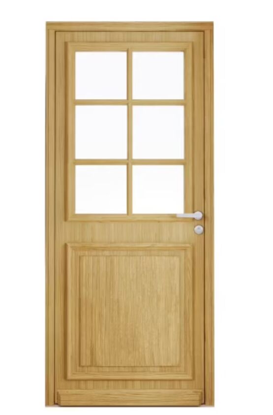 Porte d'entrée Anne-Perrine Chêne 6 carreaux avec barillet | LAPEYRE SERVICES