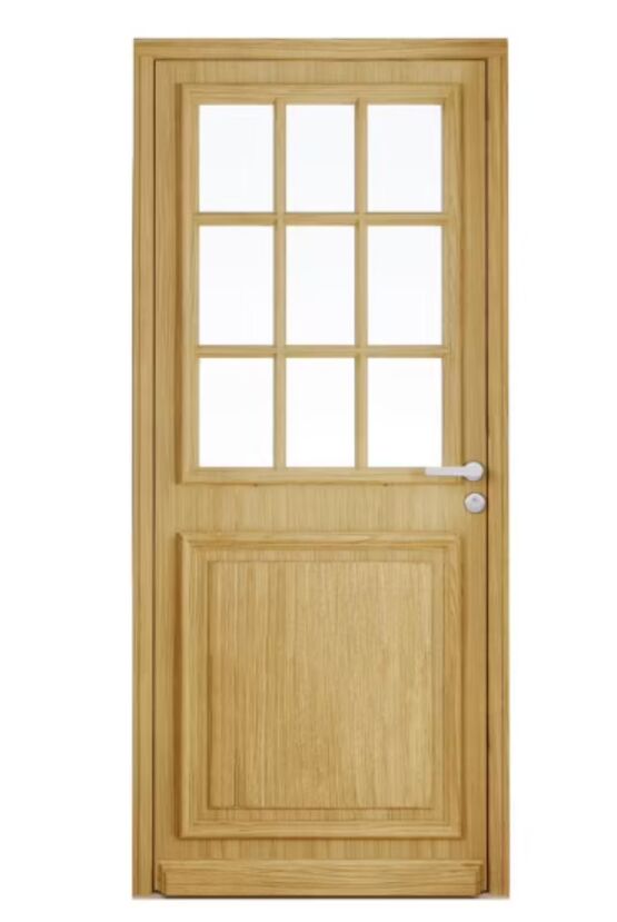 Porte d'entrée Anne-Perrine Chêne 9 carreaux avec barillet | LAPEYRE SERVICES