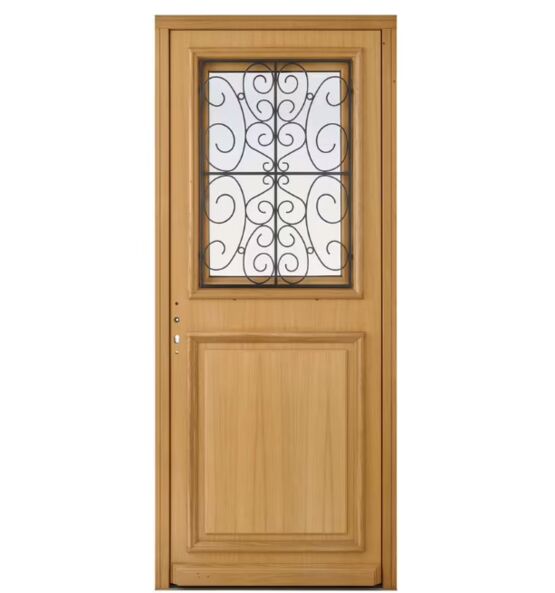 Porte d'entrée Anne-Sophie chêne avec châssis ouvrant sur mesure | LAPEYRE SERVICES