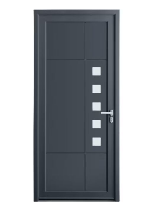 Porte d'entrée Aubin PVC gris/blanc 215 x 90 cm | LAPEYRE SERVICES