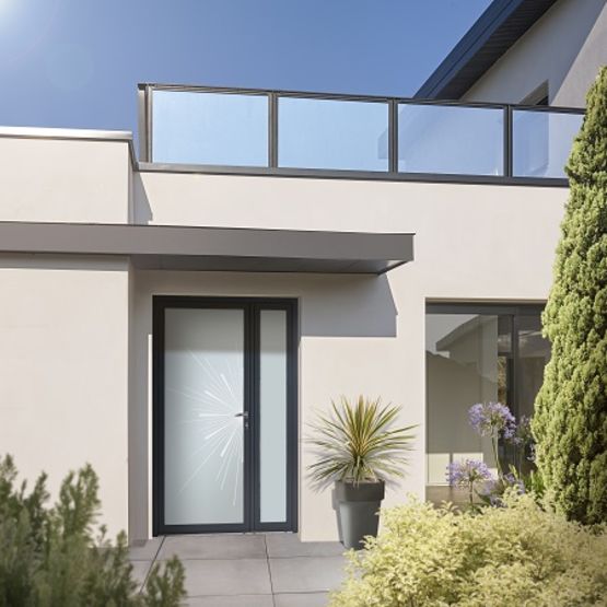  Porte d’entrée en aluminium à vitrage décoratif | Batistyl Habitat - Porte d'entrée en aluminium