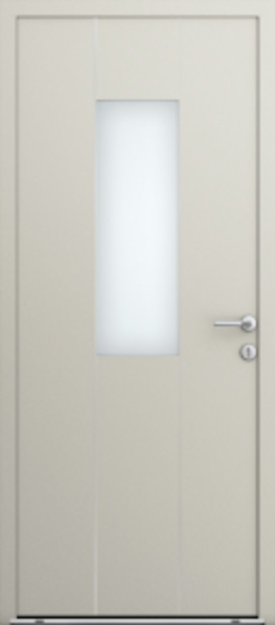  Porte d&#039;entrée monobloc bois aluminium à motif décor gravé | Balade - Porte d'entrée en matériaux mixtes