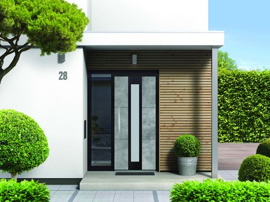 Porte d&#039;entrée monobloc en aluminium en nombreux décors à serrure 6 points | Prestige Nature Tradition