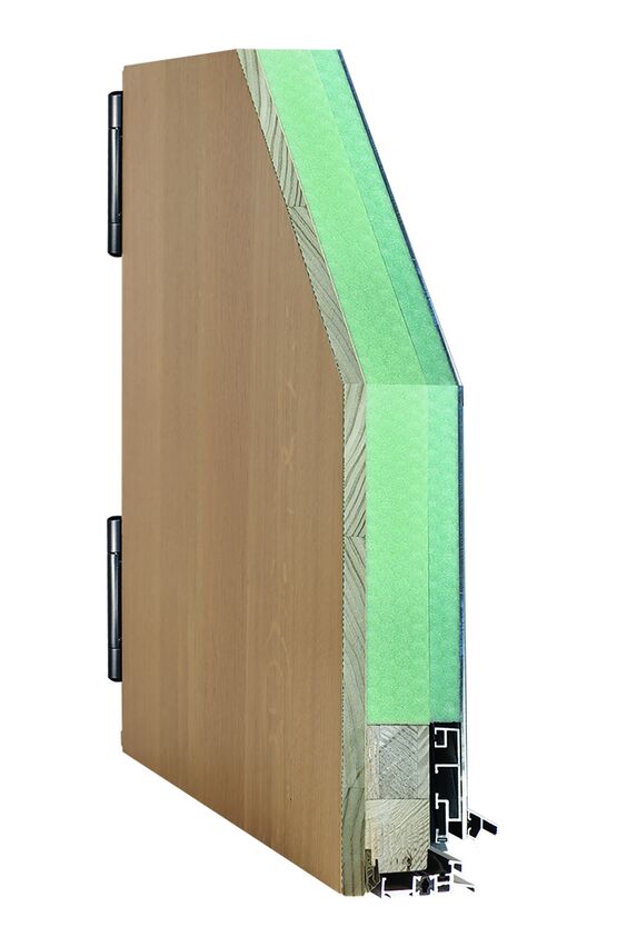Porte d'entrée monobloc hybride aluminium à ouvrant en bois imputrescible Accoya | Porte Végétale Hybride