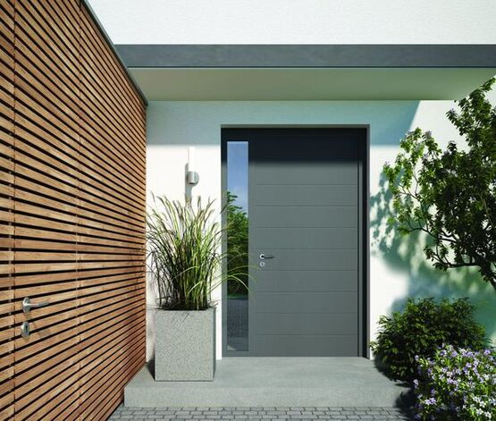 Porte d’entrée monobloc | STALU aluminium renforcé 77 mm