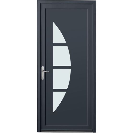  Porte d'entrée Stella PVC Gris/Blanc 215 x 90 cm | LAPEYRE SERVICES - LAPEYRE SERVICES