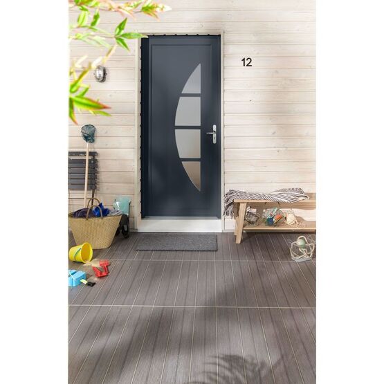  Porte d'entrée Stella PVC Gris/Blanc 215 x 90 cm | LAPEYRE SERVICES - Porte d'entrée en PVC ou composite