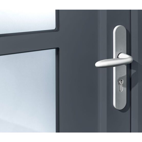 Porte d'entrée Stella PVC Gris/Blanc 215 x 90 cm | LAPEYRE SERVICES - produit présenté par LAPEYRE SERVICES