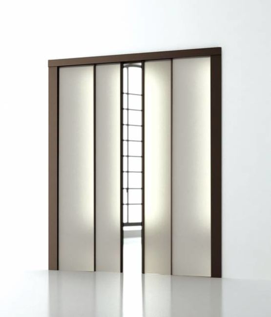  Porte en verre coulissante escamotable avec mouvement télescopique | Lorica   - Porte de distribution mixte