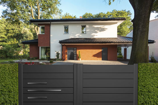  Porte et portail monobloc en aluminium pour habitation | Portes monobloc aluminium Modernes Harmonie - PREFAL
