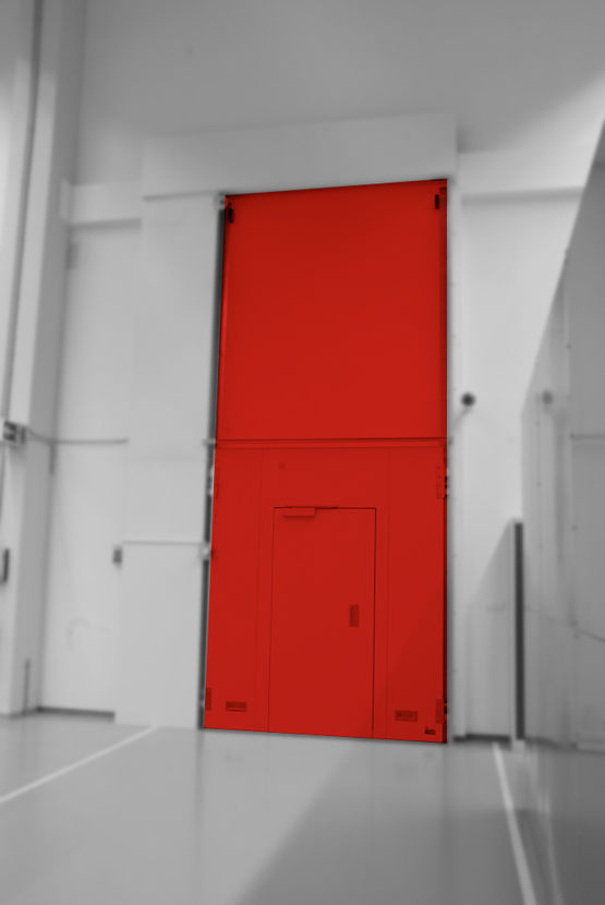 Porte guillotine coupe-feu motorisée - produit présenté par UNIACCESS