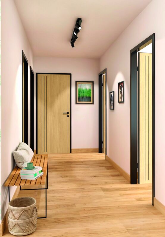 Porte intérieure à âme alvéolaire ou âme pleine à fintion ton bois | Nuova