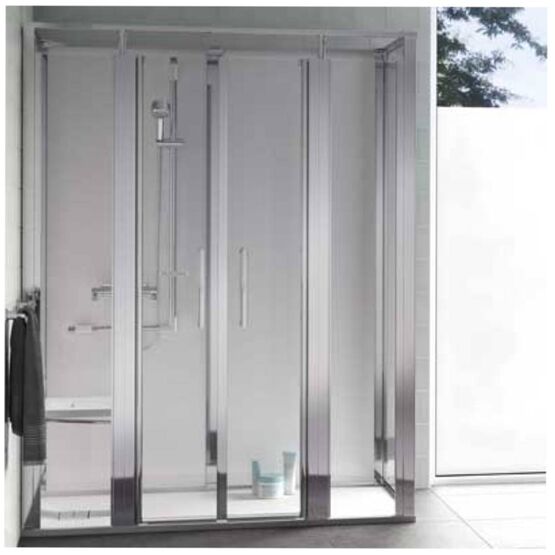 Porte saloon autoportante avec verre securit transparent | ONYX - Cabine de douche intégrale