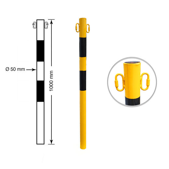 Poteau de balisage en tube métal diamètre 50 mm à sceller | PMS50- PMSS50 - Équipements de sécurité et de signalisation