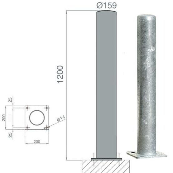 Poteau de protection acier galva Diam.90 - 114 - 159mm | POTG - produit présenté par EQUIPEMENTECH