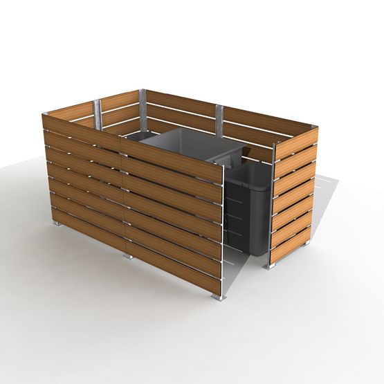 Poteau droit pour cache poubelles bois stratifié Teck extensible - produit présenté par NORMEQUIP