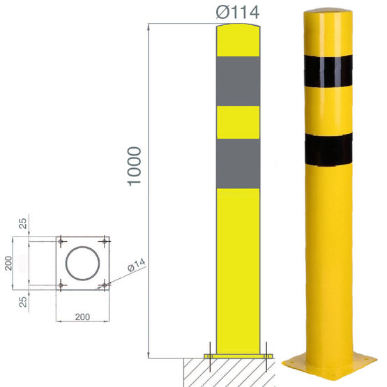  Poteaux de protection acier galva Diam 90 - 114 - 159mm | POTNJ - Équipements de sécurité et de signalisation