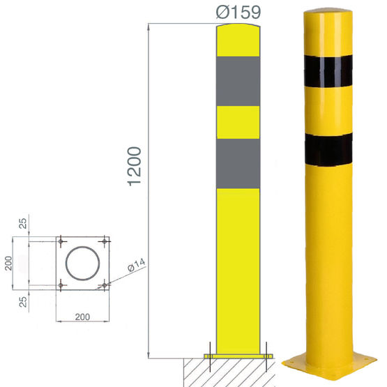 Poteaux de protection acier galva Diam 90 - 114 - 159mm | POTNJ - produit présenté par EQUIPEMENTECH