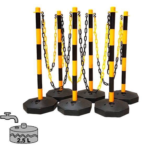 Poteaux PVC + 12m de chaîne et 12 crochets S offerts - kit 6 | POTPVC6 - Équipements de sécurité et de signalisation