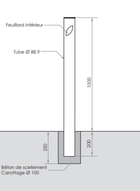  Potelet de voirie | Potelet Amande en acier avec insert inox décoratif - SEMCO