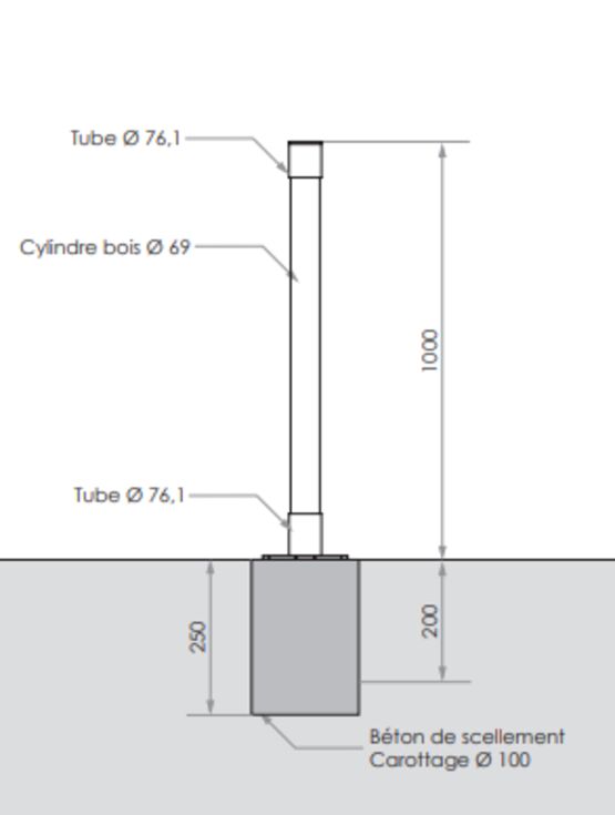  Potelet de voirie | Potelet Bios en bois et acier pour aménagements urbains - SEMCO