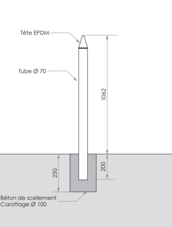  Potelet de voirie | Potelet Ecolor en acier avec tête EPDM - SEMCO