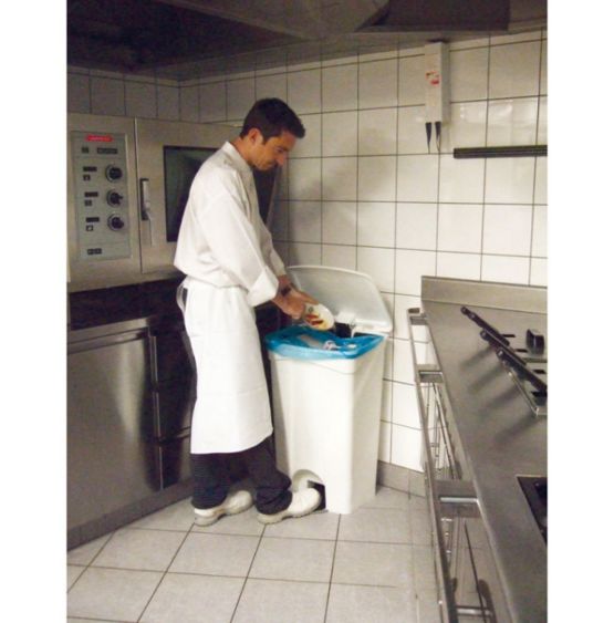 Conteneur poubelle à pédale 120 L tri sélectif - empilable - Sanipousse  produits HACCP