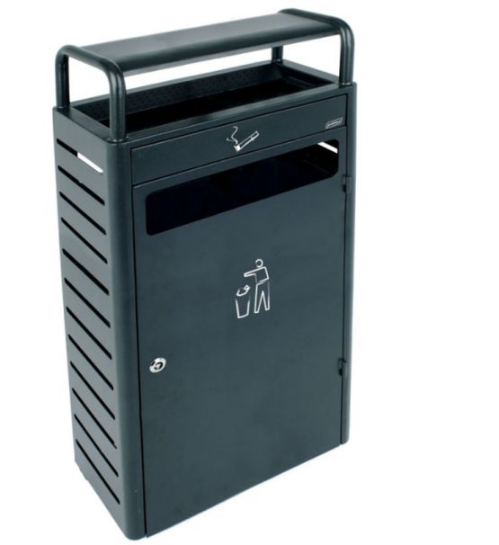 Poubelle avec cendrier sur pied - produit présenté par NORMEQUIP
