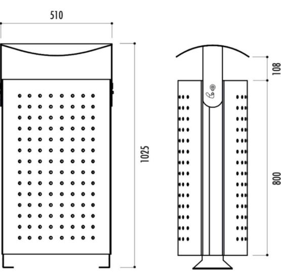  Poubelle de rue Arco Iris avec couvercle rabattable - 85 litres - NORMEQUIP